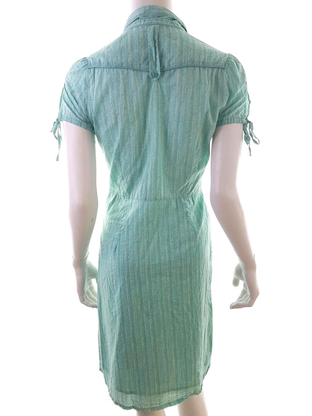 InWear Rozmiar 34 Kolor Turkusowy Kołnierz Sukienka A-Line Krótki rękaw Midi Materiał Bawełna 100%