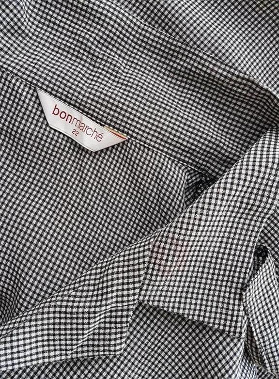 20180914_120426.jpg BONMARCHE Rozmiar 22 (50) Kolor Czarny Krata Kołnierz Koszula Zapinana Bluzka Krótki rękaw Materiał Wiskoza