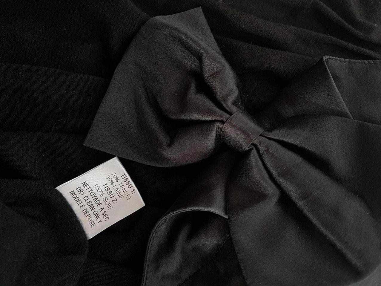Maje Rozmiar 3 Kolor Czarny Okrągły dekolt Sukienka A-Line Bezrękawnik Do Kolan Materiał Tencel