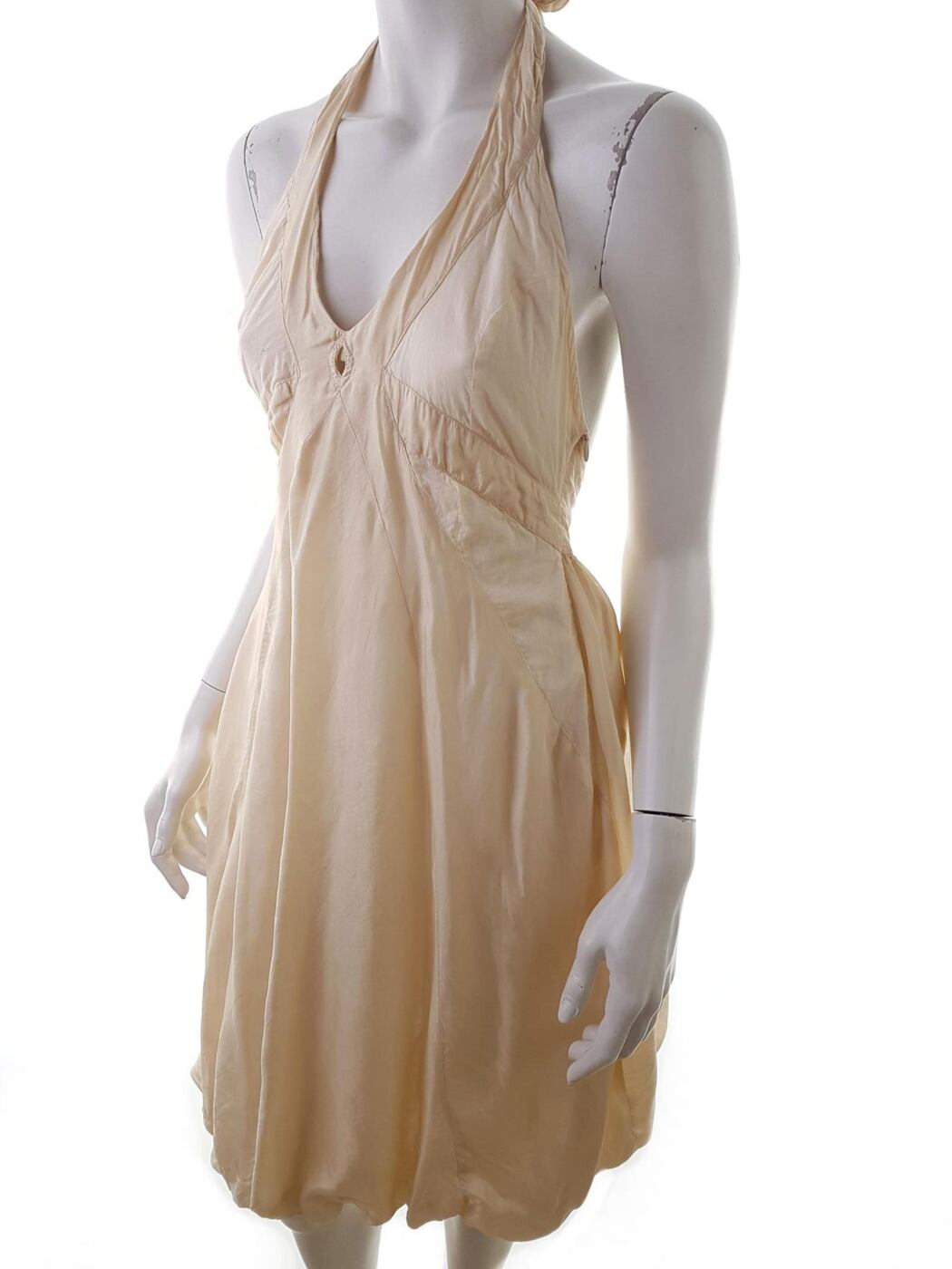 Hunkydory Rozmiar XS Kolor Beżowy Halter Sukienka A-Line Bezrękawnik Midi Materiał Bawełna 100% Hunkydory Rozmiar XS Kolor Beżowy Halter Sukienka A-Line Bezrękawnik Midi Materiał Bawełna 100%
