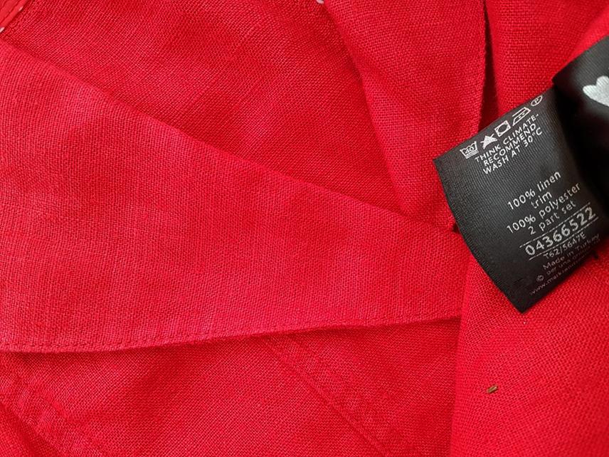 Rozmiar 10 (38) Kolor Czerwony Kołnierz Żakiet z zapięciem Rękaw 3/4 Materiał Len 100%