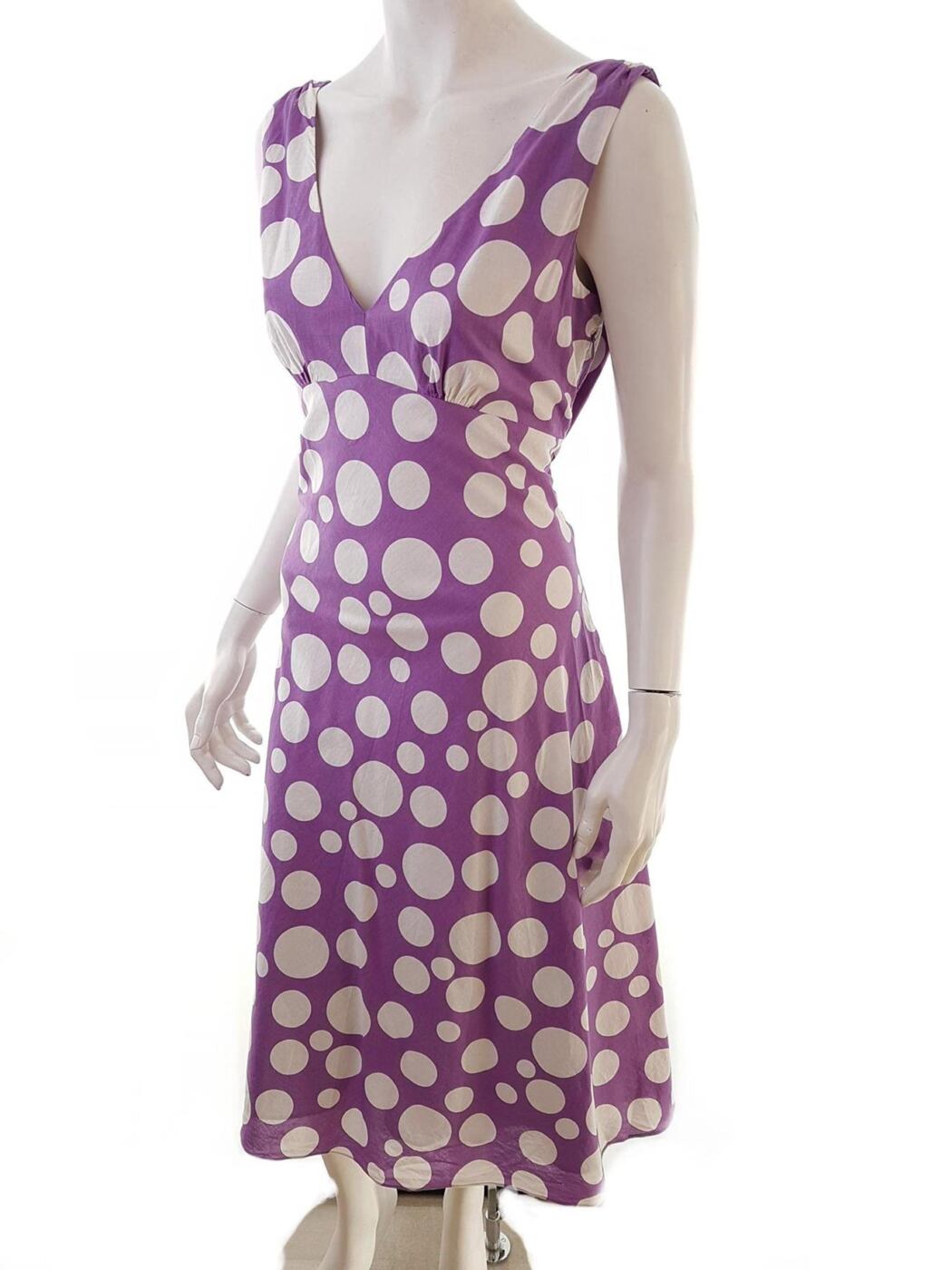AUGUST SILK Rozmiar 14/40 Kolor Fioletowy W serek Sukienka Letnia Bezrękawnik Midi Materiał Bawełna 100% AUGUST SILK Rozmiar 14/40 Kolor Fioletowy W serek Sukienka Letnia Bezrękawnik Midi Materiał Bawełna 100%