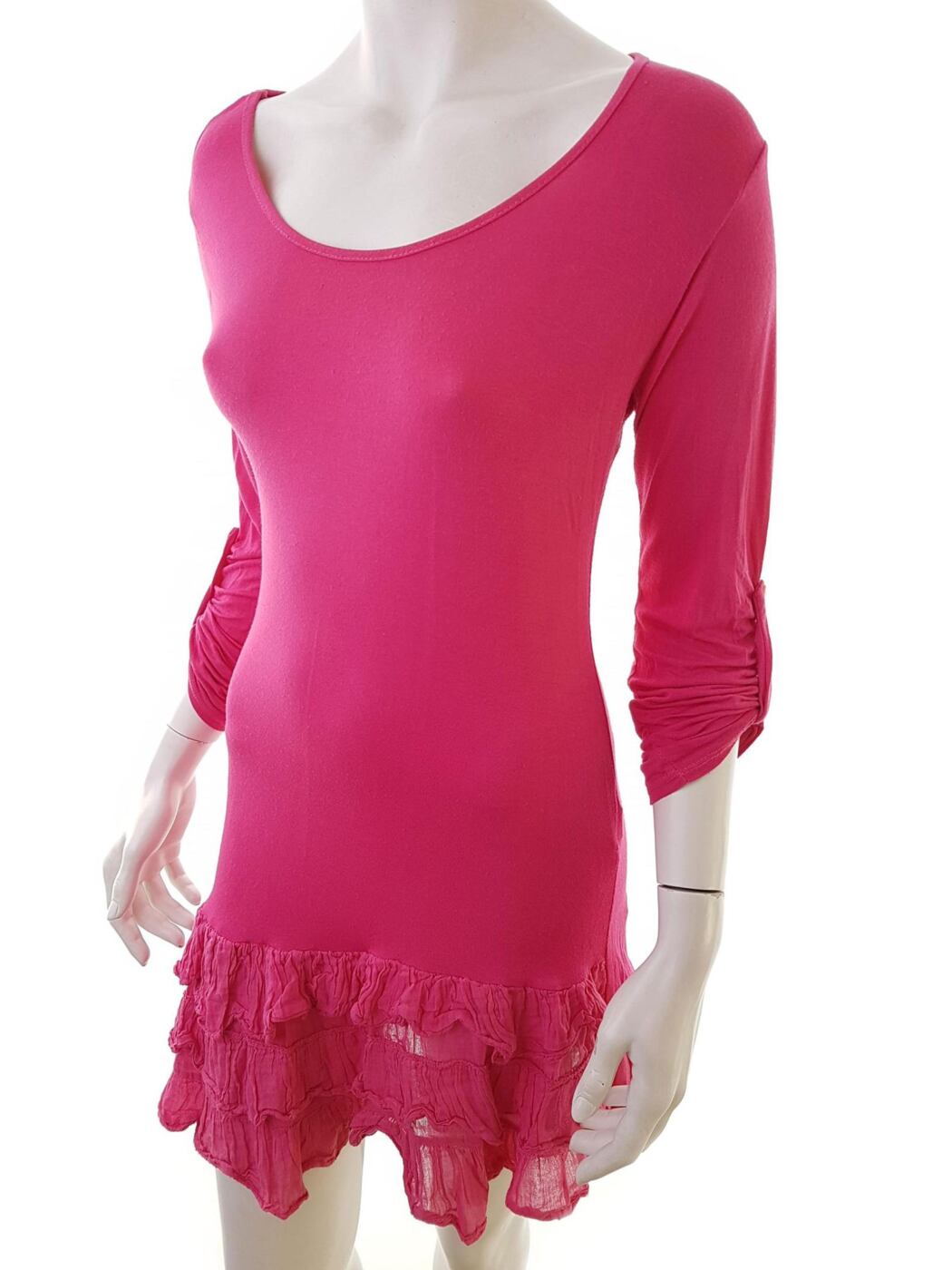 Made in Italy Rozmiar S Kolor Różowy Okrągły dekolt Sukienka Bodycon Długi rękaw Krótka Materiał Wiskoza Made in Italy Rozmiar S Kolor Różowy Okrągły dekolt Sukienka Bodycon Długi rękaw Krótka Materiał Wiskoza