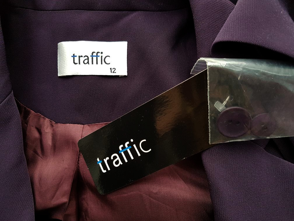 20180920_162751.jpg Traffic Rozmiar 12 (40) Kolor Fioletowy Kołnierz Żakiet z zapięciem Długi rękaw