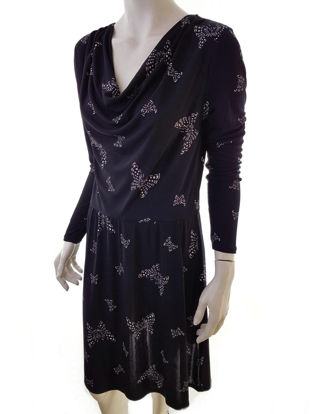 Phase eight Rozmiar 10 (38) Kolor Granatowy Drapowany dekolt Sukienka Sheath Długi rękaw Midi Phase eight Rozmiar 10 (38) Kolor Granatowy Drapowany dekolt Sukienka Sheath Długi rękaw Midi