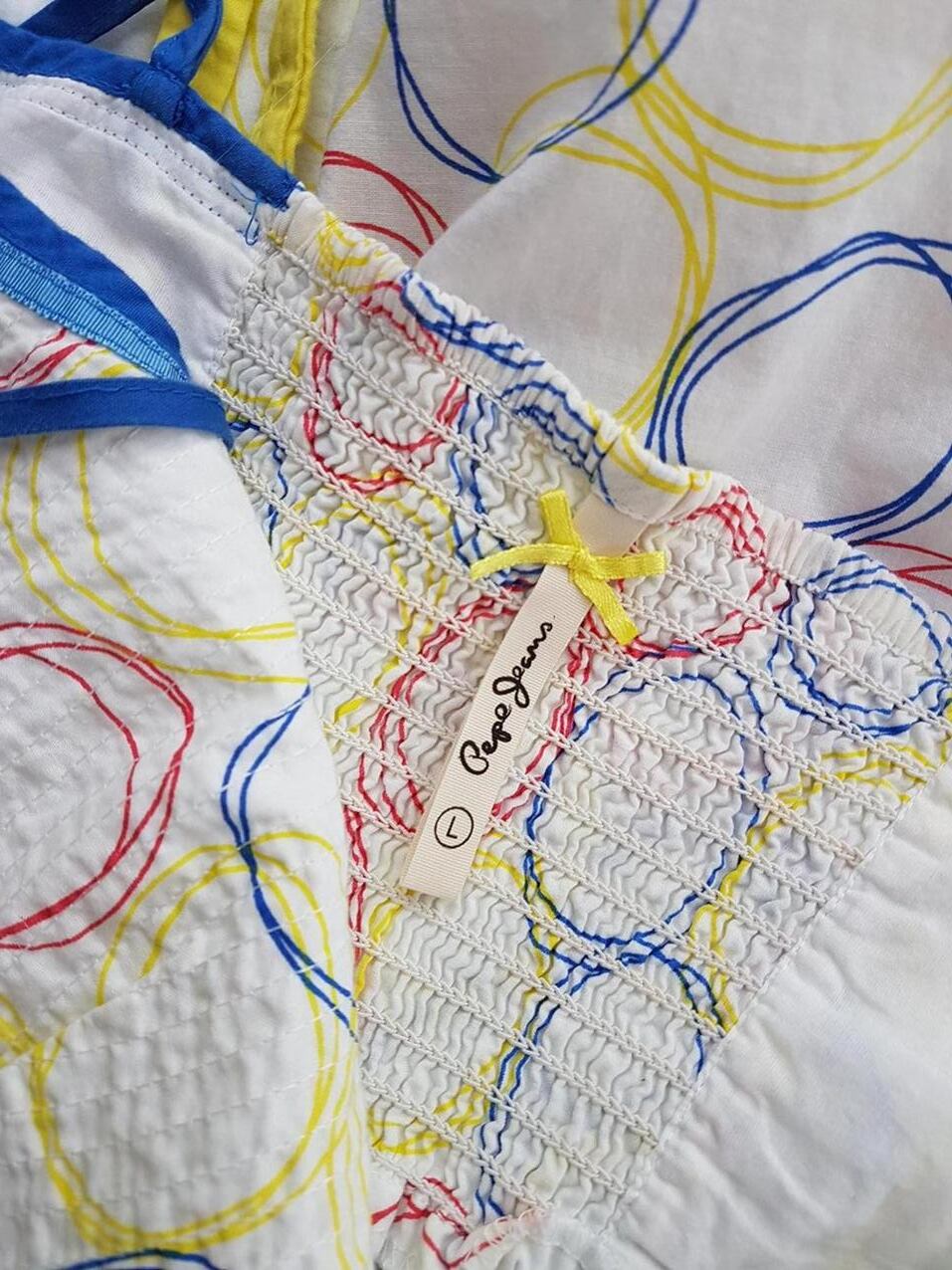 Pepe jeans Rozmiar L Kolor Kremowy Odkryte Ramiona Sukienka Letnia Bezrękawnik Do Kolan Materiał Bawełna 100% Pepe jeans Rozmiar L Kolor Kremowy Odkryte Ramiona Sukienka Letnia Bezrękawnik Do Kolan Materiał Bawełna 100%