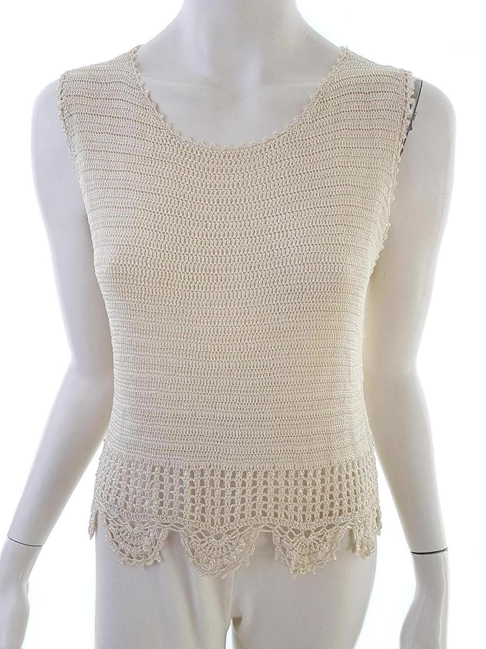 Libra Rozmiar L Kolor Kremowy Okrągły dekolt Sweter Bezrękawnik Materiał Rayon 100%