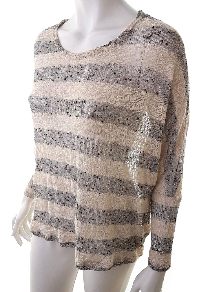 20180922_155919.jpg Cotton On Rozmiar L Kolor Beżowy Pasy Okrągły dekolt Sweter Rękaw 3/4 Cienka dzianina