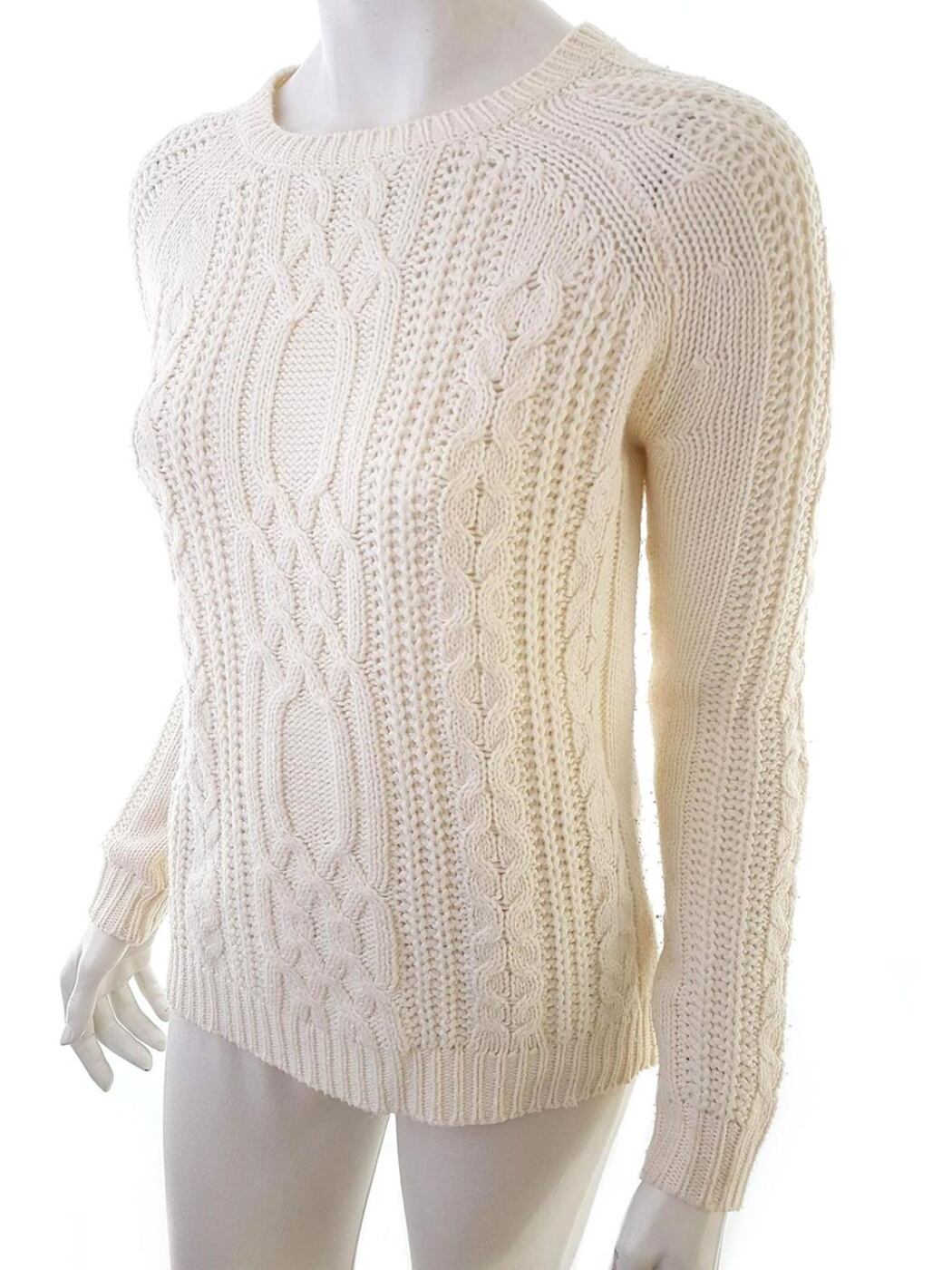 20180925_125407.jpg Pull and Bear Rozmiar S Kolor Kremowy Crew Neck Sweter Długi rękaw Dzianina kablowa