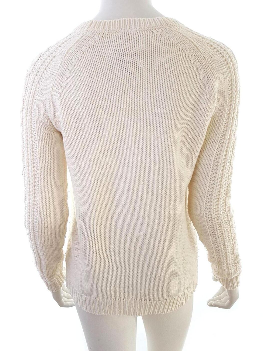 20180925_1254190.jpg Pull and Bear Rozmiar S Kolor Kremowy Crew Neck Sweter Długi rękaw Dzianina kablowa