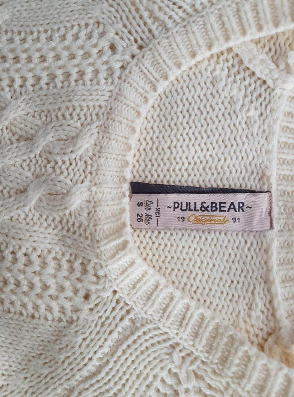 20180925_125449.jpg Pull and Bear Rozmiar S Kolor Kremowy Crew Neck Sweter Długi rękaw Dzianina kablowa