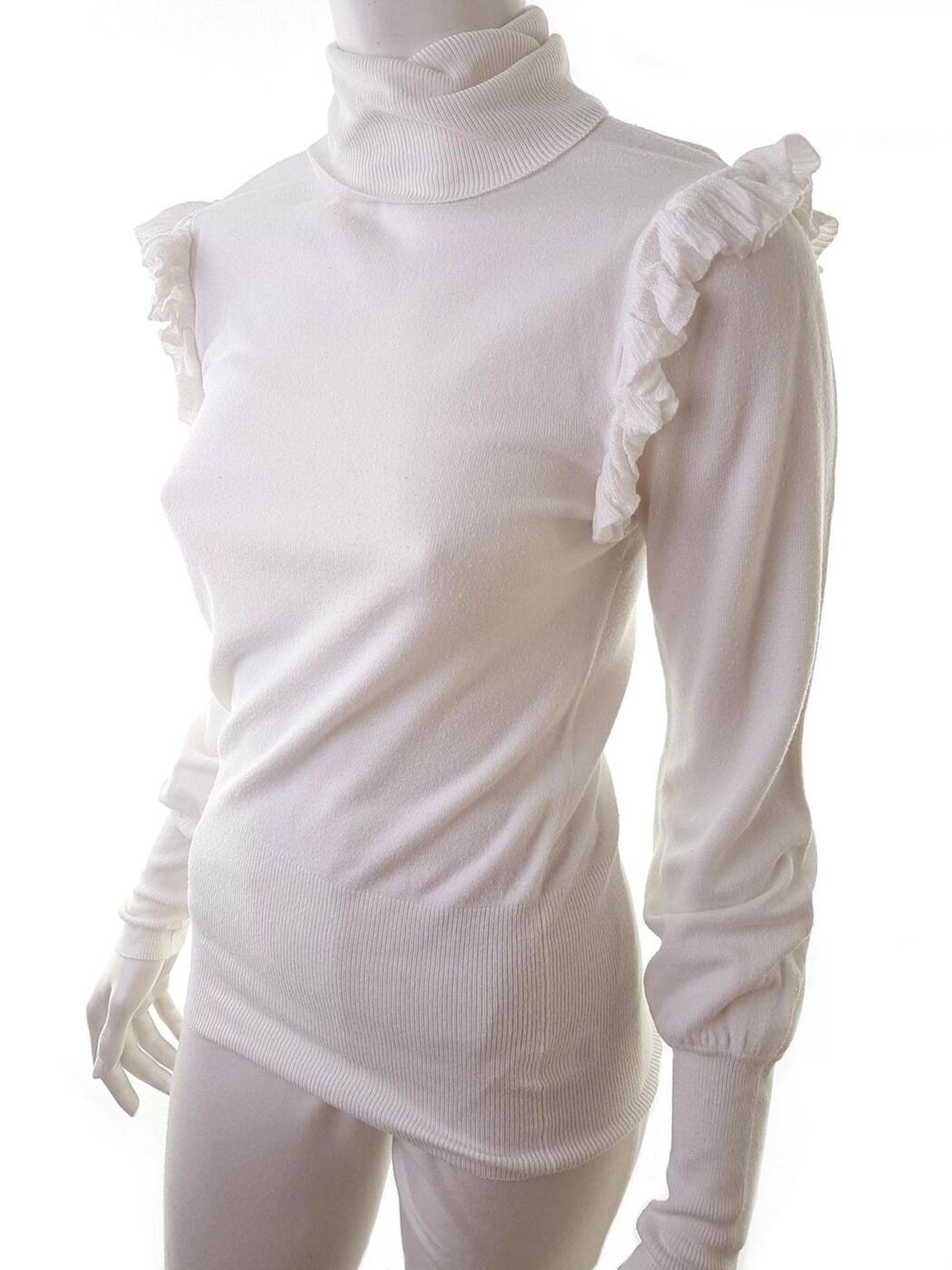 Fusion Rozmiar 40 Kolor Kremowy Golf Sweter Długi rękaw Materiał Wiskoza Cienka dzianina
