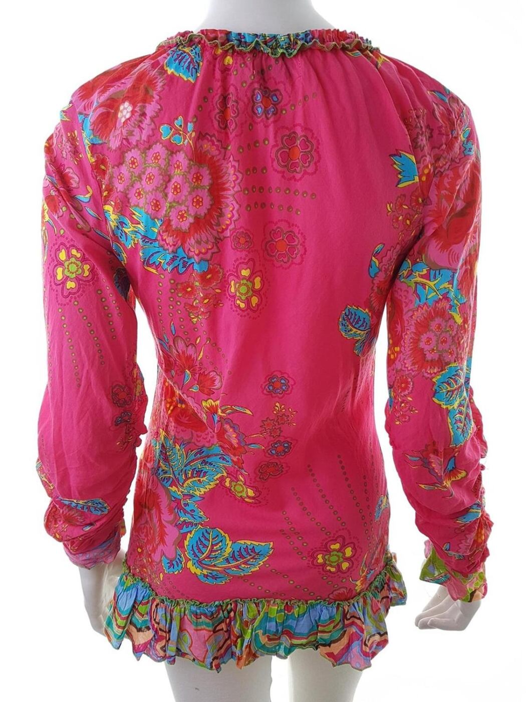 Rhum Rais Rozmiar S/M Kolor Różowy Keyhole Crew Neck Sukienka Mini Długi rękaw Krótka Materiał Bawełna 100% Rhum Rais Rozmiar S/M Kolor Różowy Keyhole Crew Neck Sukienka Mini Długi rękaw Krótka Materiał Bawełna 100%