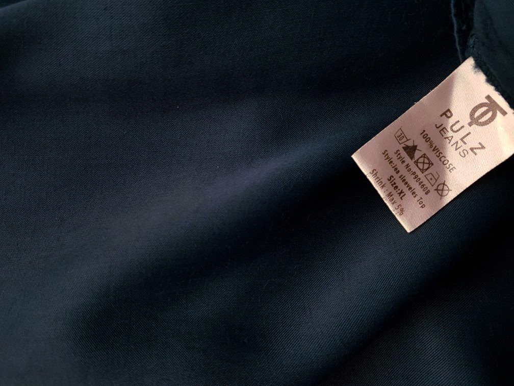 Pulz jeans Rozmiar XL Kolor Granatowy Okrągły dekolt Sukienka Mini Bezrękawnik Krótka Materiał Wiskoza 100%