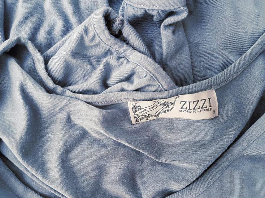 Zizzi Rozmiar M Kolor Niebieski Okrągły dekolt Sukienka Mini Rękaw 3/4 Krótka Materiał Wiskoza