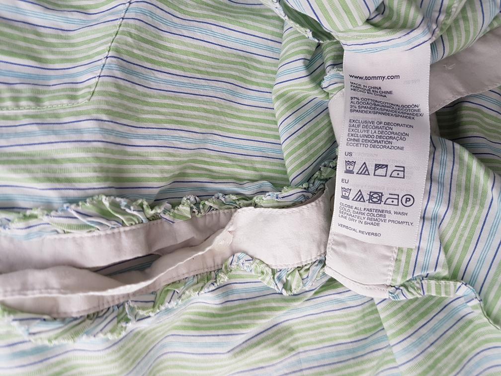 20180927_153723.jpg Tommy hilfiger Rozmiar L Kolor Zielony Pasy Kołnierz Bluzka Zapinana Krótki rękaw Materiał Bawełna