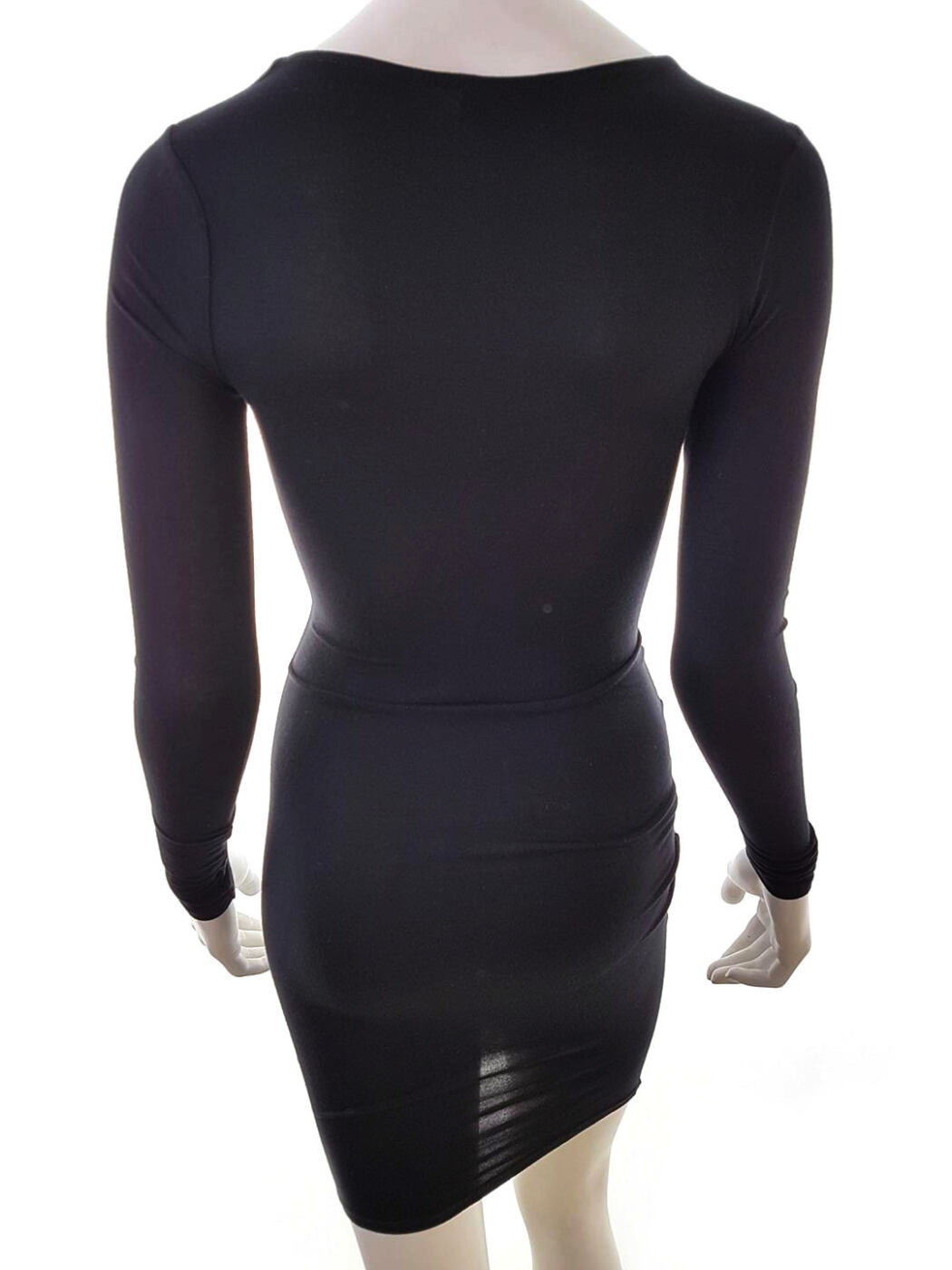 Lipsy Rozmiar 30 Kolor Czarny Okrągły dekolt Sukienka Bodycon Długi rękaw Do Kolan