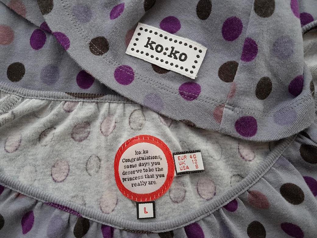 Koko Rozmiar 40 Kolor Szary Okrągły dekolt Sukienka Prostokątna Krótki rękaw Do Kolan Materiał Bawełna 100%