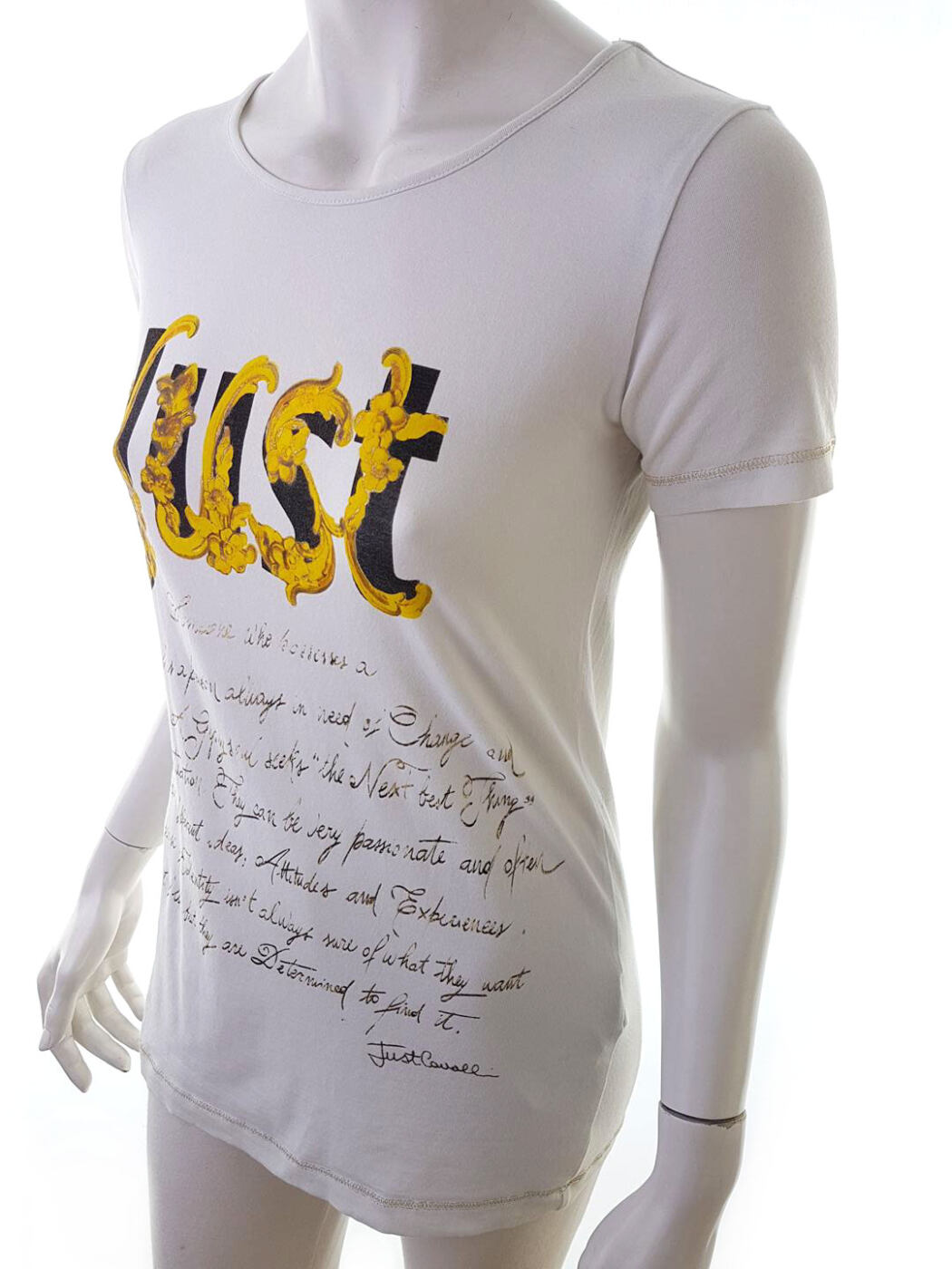 20181011_151514.jpg Just Cavalli Rozmiar M Kolor Biały Okrągły dekolt T-Shirt Krótki rękaw Materiał Bawełna