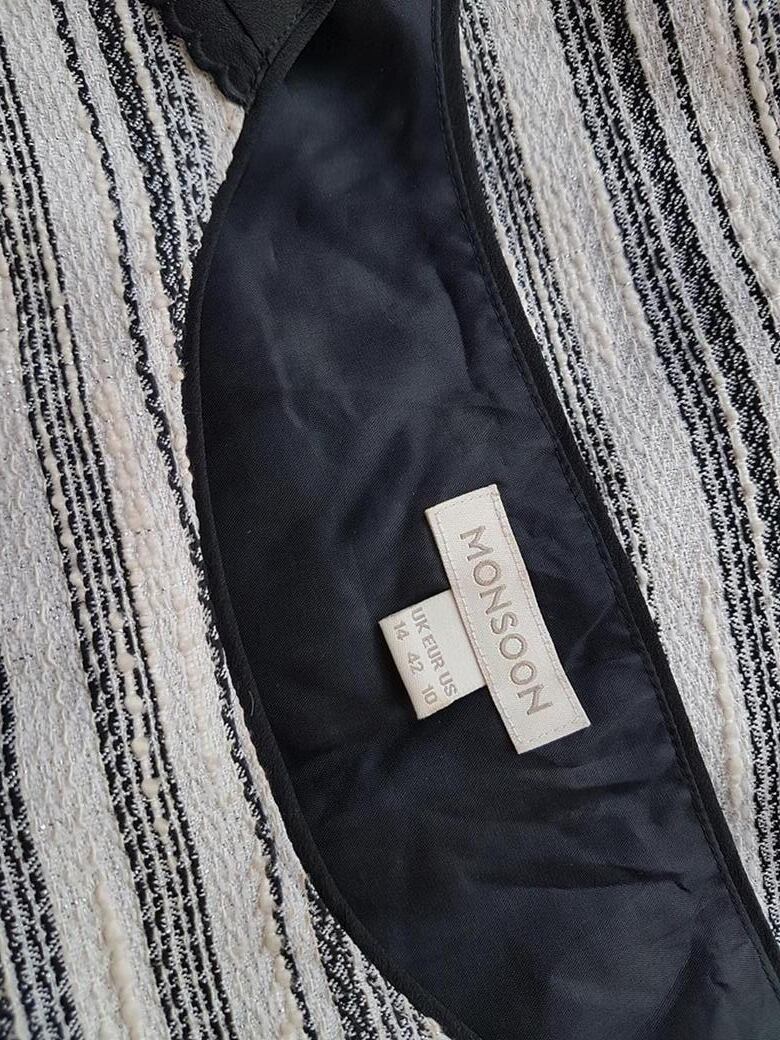 Monsoon Rozmiar 42 Kolor Kremowy Okrągły dekolt Sukienka Sheath Bezrękawnik Midi Monsoon Rozmiar 42 Kolor Kremowy Okrągły dekolt Sukienka Sheath Bezrękawnik Midi