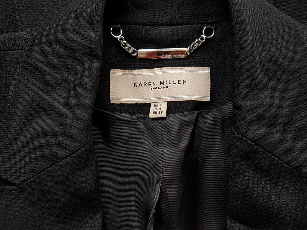 Karen MILLEN Rozmiar 36 Kolor Czarny Kołnierz Żakiet z zapięciem Długi rękaw Materiał Wiskoza