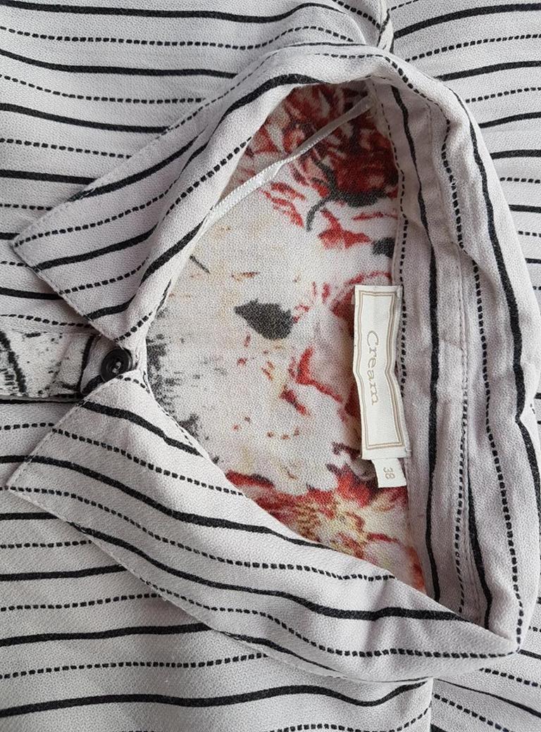 Cream Rozmiar 38 Kolor Kremowy Pasy Kołnierz Bluzka Popover Guziki Długi rękaw