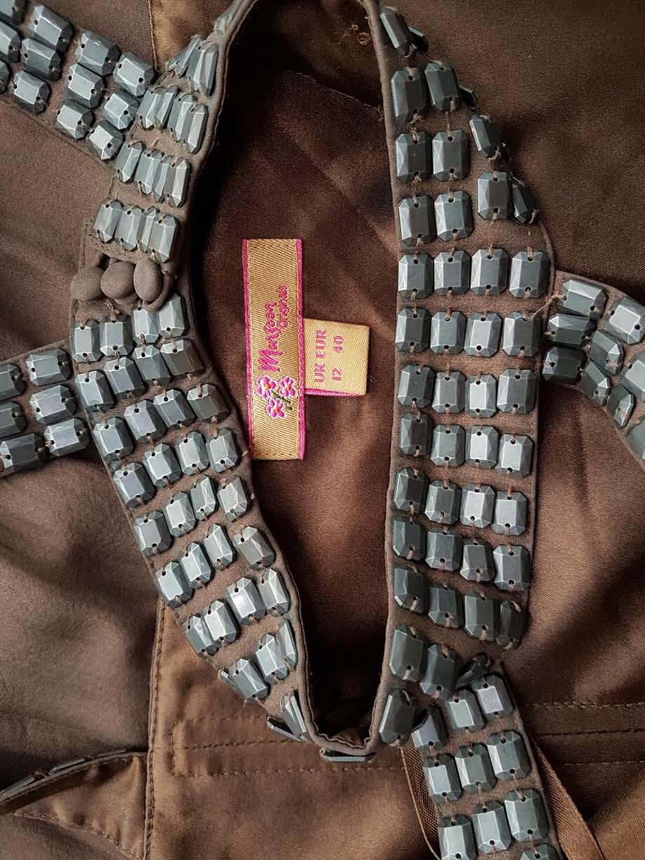 Monsoon Rozmiar 40 Kolor Brązowy Halter Sukienka Maxi Bezrękawnik Długa Materiał Jedwab 100% Monsoon Rozmiar 40 Kolor Brązowy Halter Sukienka Maxi Bezrękawnik Długa Materiał Jedwab 100%