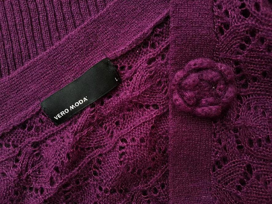 Vero moda Rozmiar L Kolor Fioletowy Głęboki Serek Tunika Bluzka Dzianina Krótki rękaw Vero moda Rozmiar L Kolor Fioletowy Głęboki Serek Tunika Bluzka Dzianina Krótki rękaw