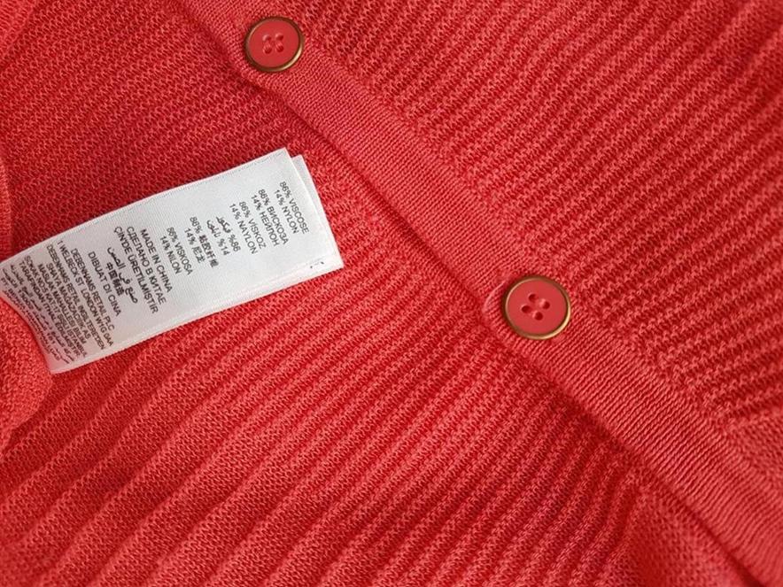 J by Jasper Conran Rozmiar 12 (40) Kolor Pomarańczowy Crew Neck Kardigan Zapinany Rękaw 3/4 Materiał Wiskoza Cienka dzianina