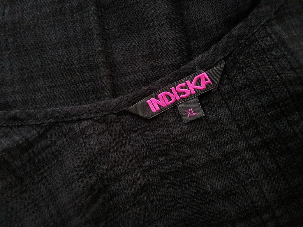 Indiska Rozmiar XL Kolor Czarny Dekolt U Sukienka Prostokątna Bezrękawnik Midi Materiał Bawełna Indiska Rozmiar XL Kolor Czarny Dekolt U Sukienka Prostokątna Bezrękawnik Midi Materiał Bawełna