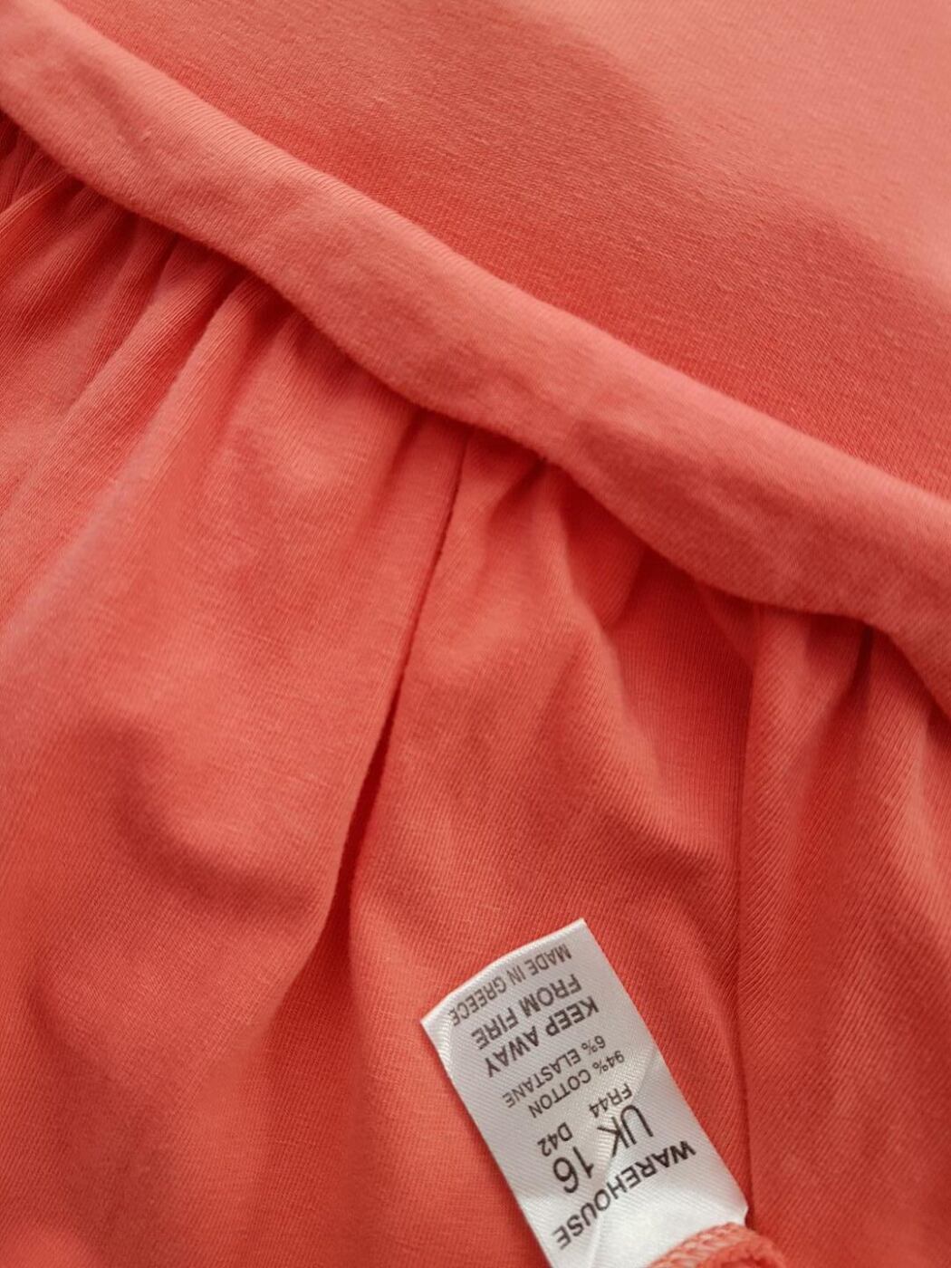 Warehouse Rozmiar 42 Kolor Różowy Okrągły dekolt Sukienka A-Line Bezrękawnik Do Kolan Materiał Bawełna
