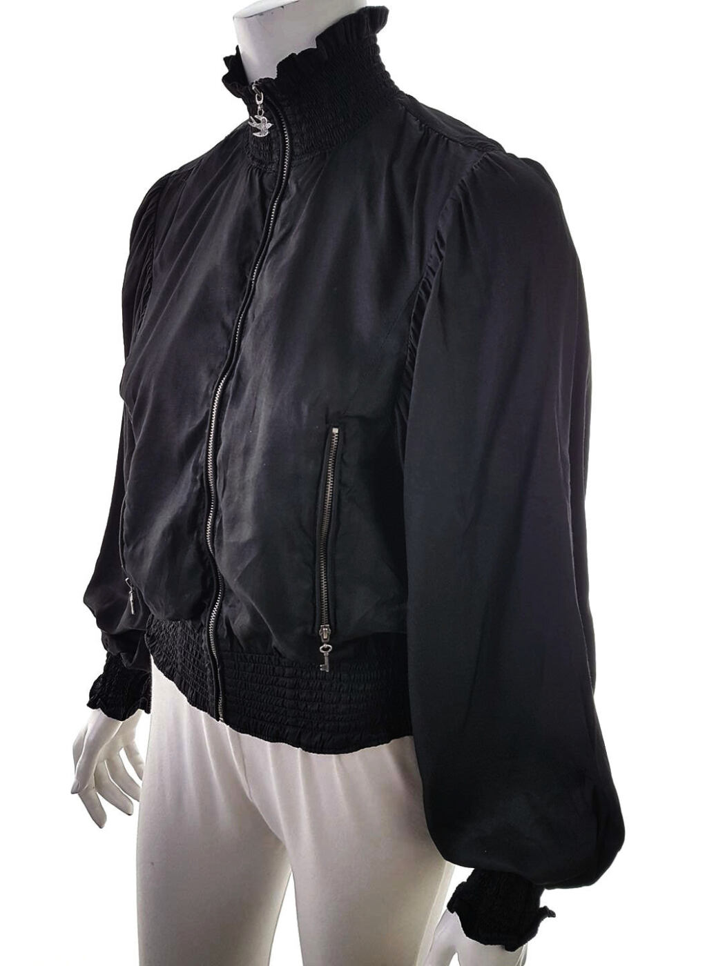 River island Rozmiar 12/38 Kolor Czarny Kurtka Długi rękaw Materiał Wiskoza