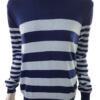 Crew Clothing Rozmiar 14 (42) Kolor Granatowy Pasy Crew Neck Sweter Długi rękaw Materiał Bawełna Cienka dzianina