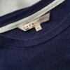 Crew Clothing Rozmiar 14 (42) Kolor Granatowy Pasy Crew Neck Sweter Długi rękaw Materiał Bawełna Cienka dzianina