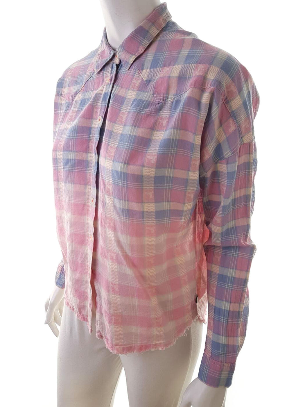 20181024_152323.jpg Maison scotch Rozmiar 1 Kolor Różowy Krata Kołnierz Koszula Zapinana Bluzka Długi rękaw Materiał Bawełna 100%