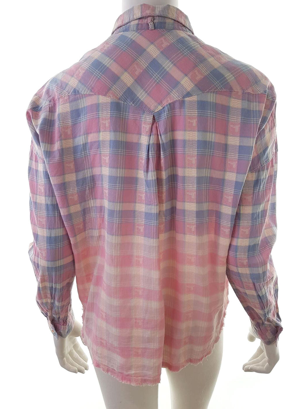 20181024_152334.jpg Maison scotch Rozmiar 1 Kolor Różowy Krata Kołnierz Koszula Zapinana Bluzka Długi rękaw Materiał Bawełna 100%