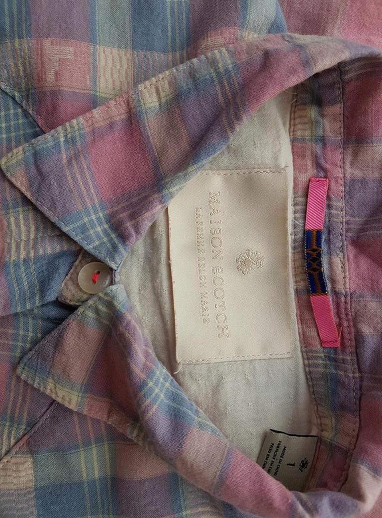 20181024_152355.jpg Maison scotch Rozmiar 1 Kolor Różowy Krata Kołnierz Koszula Zapinana Bluzka Długi rękaw Materiał Bawełna 100%