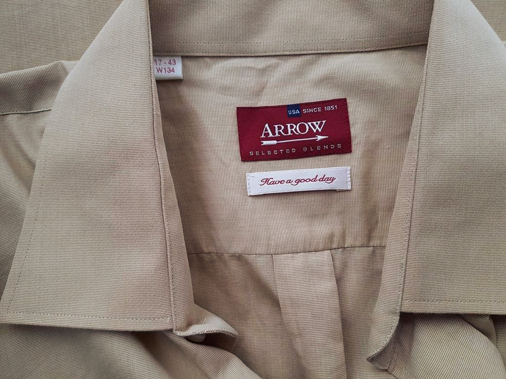 Arrow USA Rozmiar 43 Kolor Beżowy Kołnierz Męska Koszula Elegancka Długi rękaw
