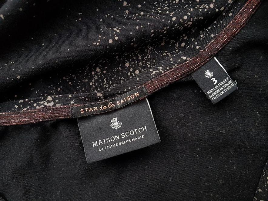 Maison scotch Rozmiar 3 Kolor Czarny Dekolt U Tunika Bluzka Krótki rękaw Materiał Bawełna 100% Maison scotch Rozmiar 3 Kolor Czarny Dekolt U Tunika Bluzka Krótki rękaw Materiał Bawełna 100%
