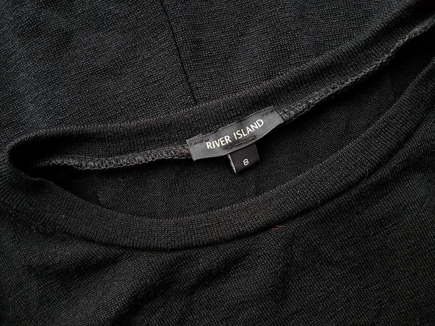 River island Rozmiar 8 (36) Kolor Czarny Crew Neck Bluzka Krótki rękaw