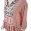 Cream Rozmiar 40 Kolor Różowy Panterka Split Crew Neck Bluzka Rękaw 3/4 Materiał Wiskoza