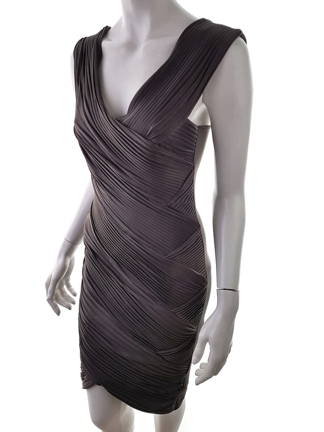 River island Rozmiar 10 (38) Kolor Brązowy W serek Sukienka Bodycon Bezrękawnik Do Kolan River island Rozmiar 10 (38) Kolor Brązowy W serek Sukienka Bodycon Bezrękawnik Do Kolan