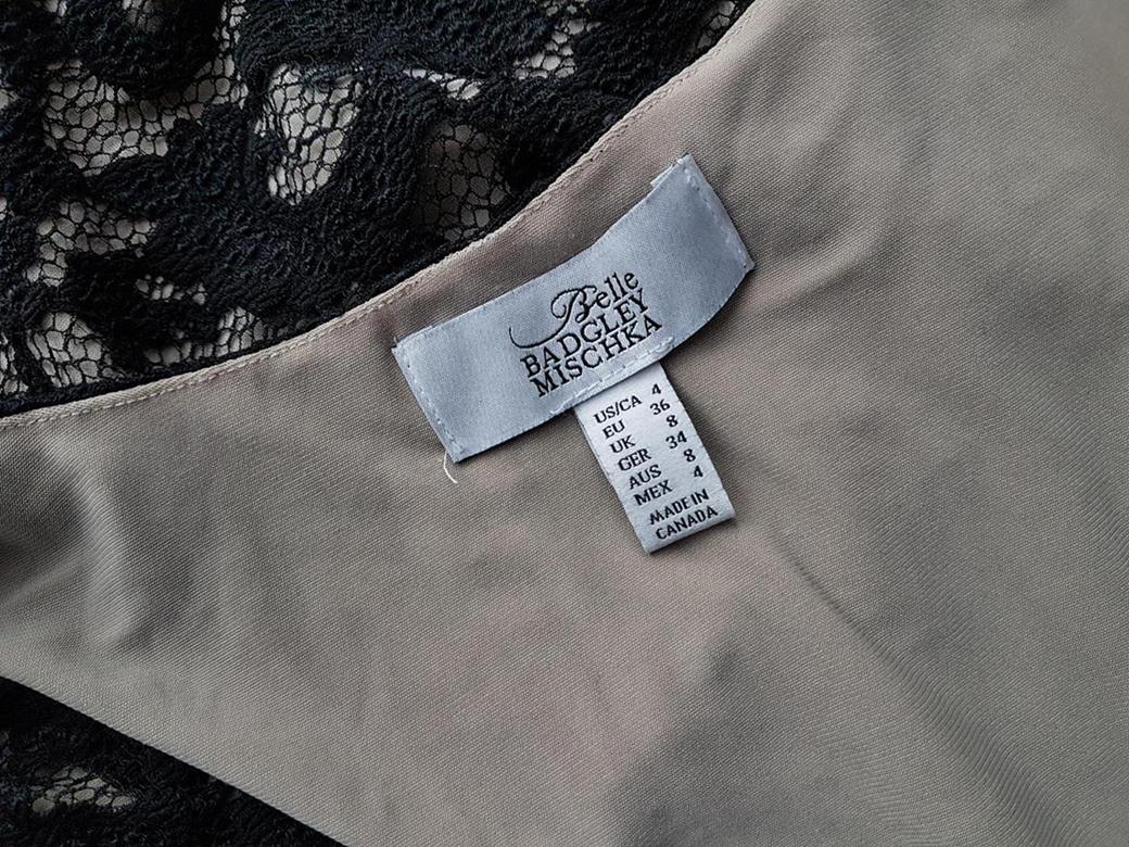 Belle Badgley Mischka Rozmiar 36 Kolor Czarny W serek Sukienka Ołówkowa Bezrękawnik Do Kolan Belle Badgley Mischka Rozmiar 36 Kolor Czarny W serek Sukienka Ołówkowa Bezrękawnik Do Kolan