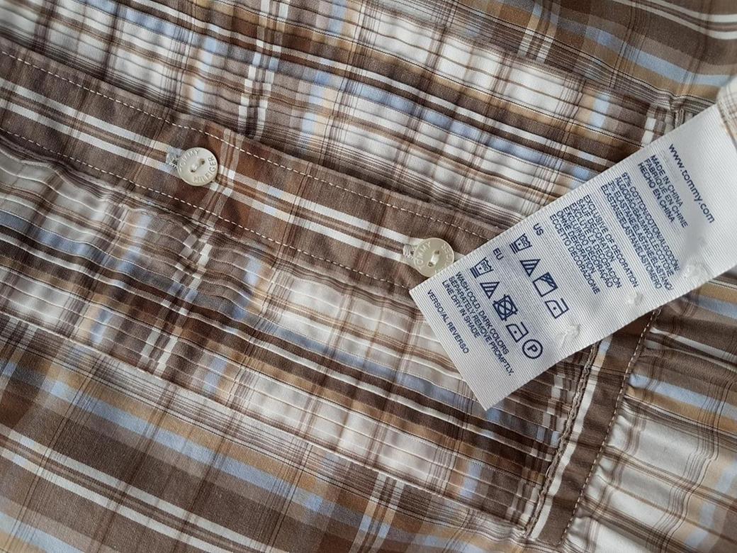 Tommy hilfiger Rozmiar 6 (34) Kolor Beżowy Krata Kołnierz Tunika Popover Bluzka Długi rękaw Materiał Bawełna Tommy hilfiger Rozmiar 6 (34) Kolor Beżowy Krata Kołnierz Tunika Popover Bluzka Długi rękaw Materiał Bawełna