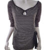 Rozmiar 5 Kolor Czarny Keyhole Crew Neck Bluzka Kopertowa Rękaw 3/4