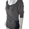 Rozmiar 5 Kolor Czarny Keyhole Crew Neck Bluzka Kopertowa Rękaw 3/4