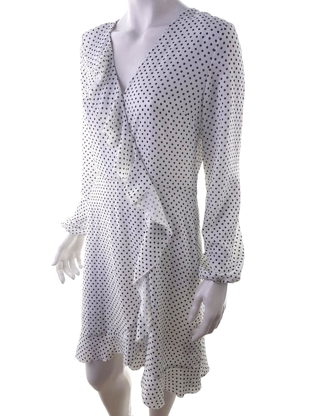 Gina Tricot Rozmiar 36 Kolor Biały W serek Sukienka Sheath Długi rękaw Do Kolan Gina Tricot Rozmiar 36 Kolor Biały W serek Sukienka Sheath Długi rękaw Do Kolan