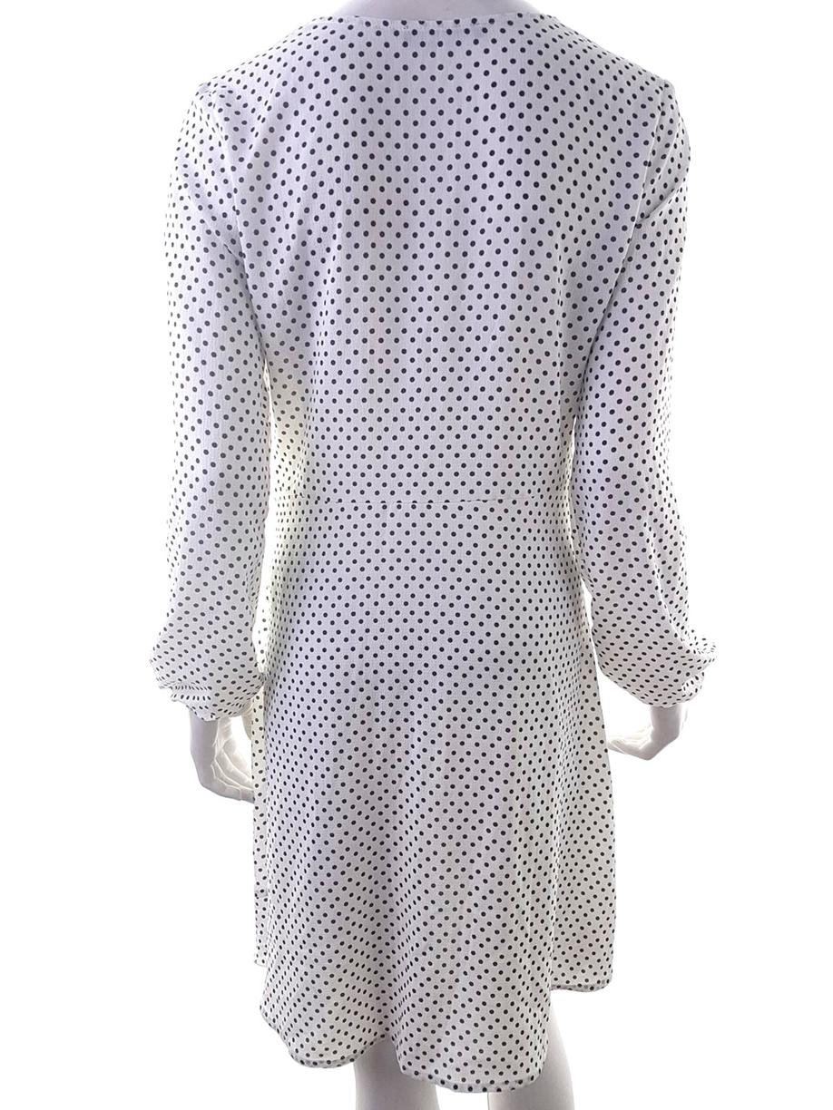 Gina Tricot Rozmiar 36 Kolor Biały W serek Sukienka Sheath Długi rękaw Do Kolan Gina Tricot Rozmiar 36 Kolor Biały W serek Sukienka Sheath Długi rękaw Do Kolan