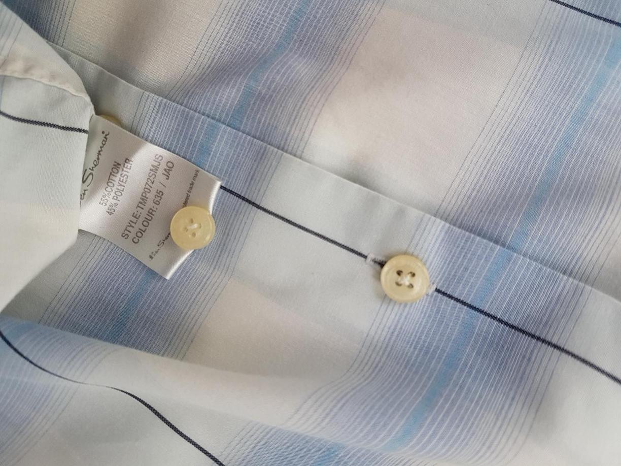 20181114_130835.jpg BEN SHERMAN Rozmiar M Kolor Niebieski Kołnierz Męska Koszula Casual Krótki rękaw Materiał Bawełna