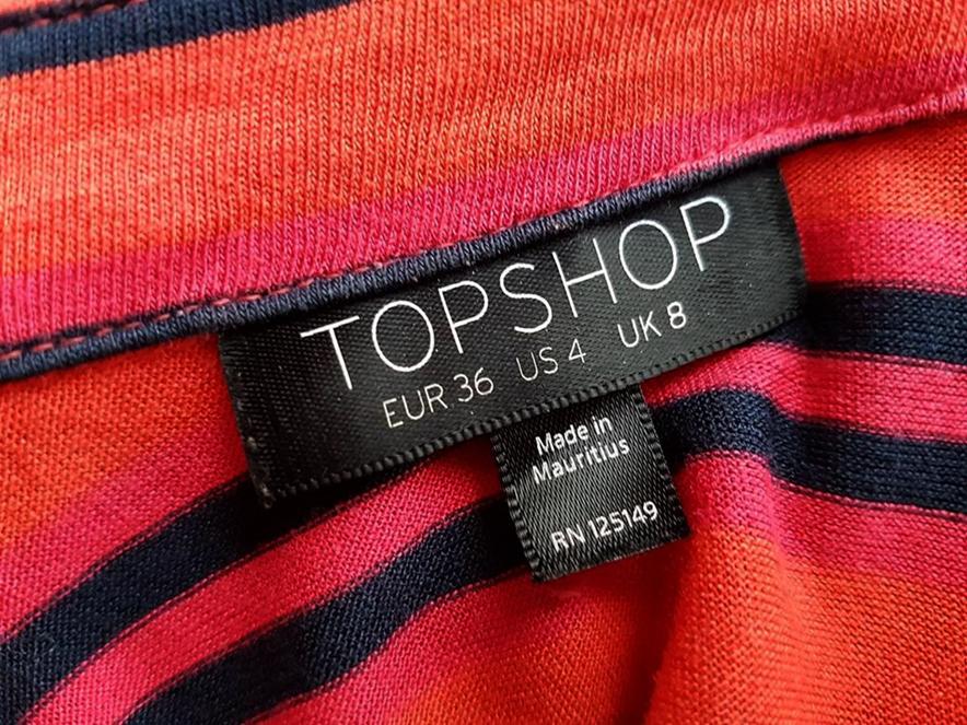 20181114_141728.jpg Topshop Rozmiar 36 Kolor Pomarańczowy Pasy Kołnierz Koszula Zapinana Bluzka Bezrękawnik Materiał Wiskoza 100%